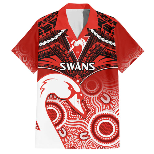 Sydney Swans Football Hawaiian Shirt Go Swannies Aboriginal Mix Polynesian Pattern LT14