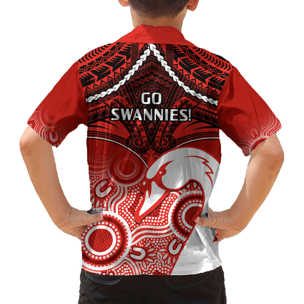 Sydney Swans Football Hawaiian Shirt Go Swannies Aboriginal Mix Polynesian Pattern LT14