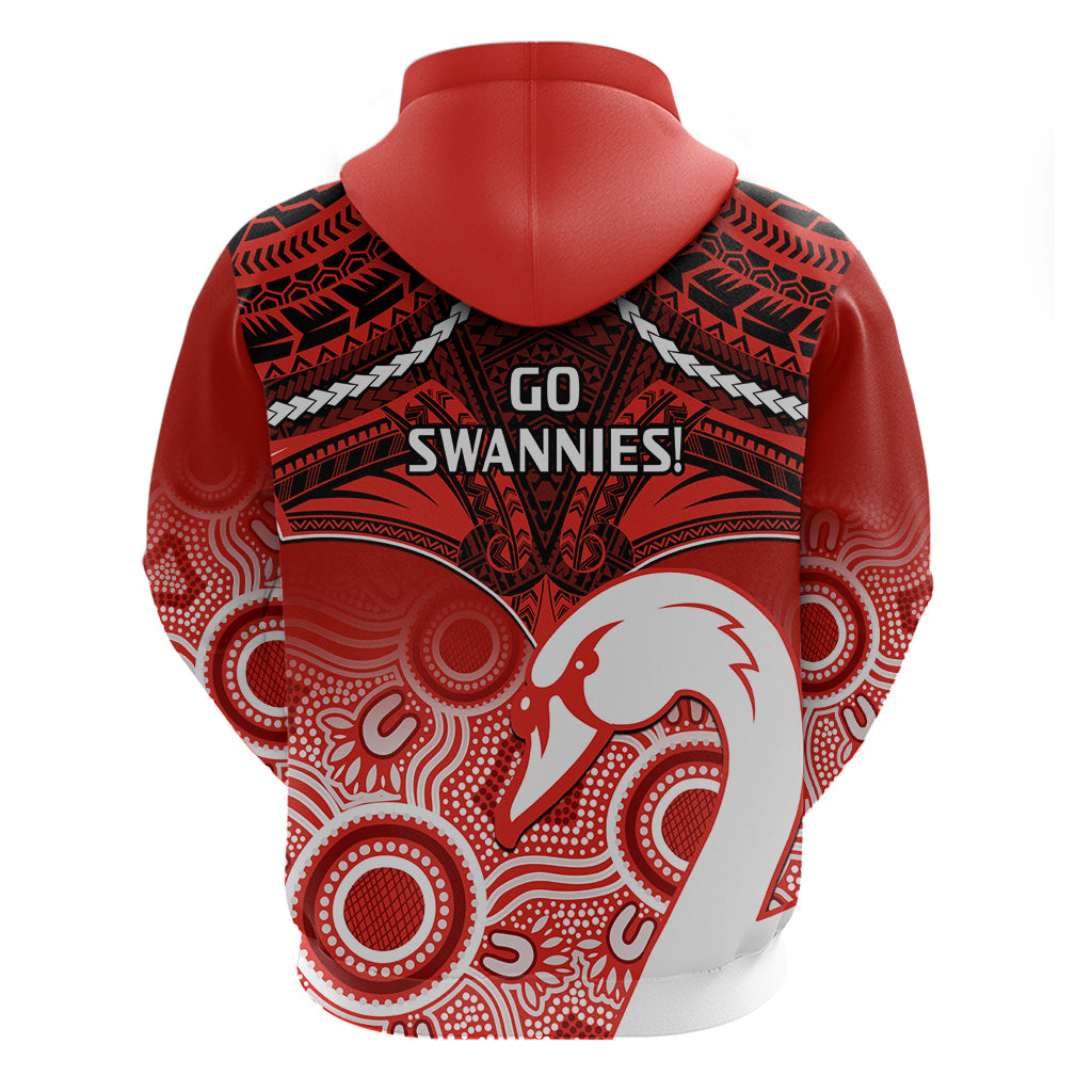 Sydney Swans Football Hoodie Go Swannies Aboriginal Mix Polynesian Pattern LT14