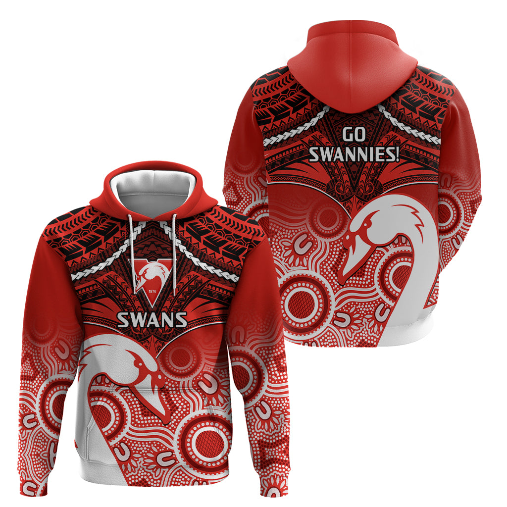 Sydney Swans Football Hoodie Go Swannies Aboriginal Mix Polynesian Pattern LT14