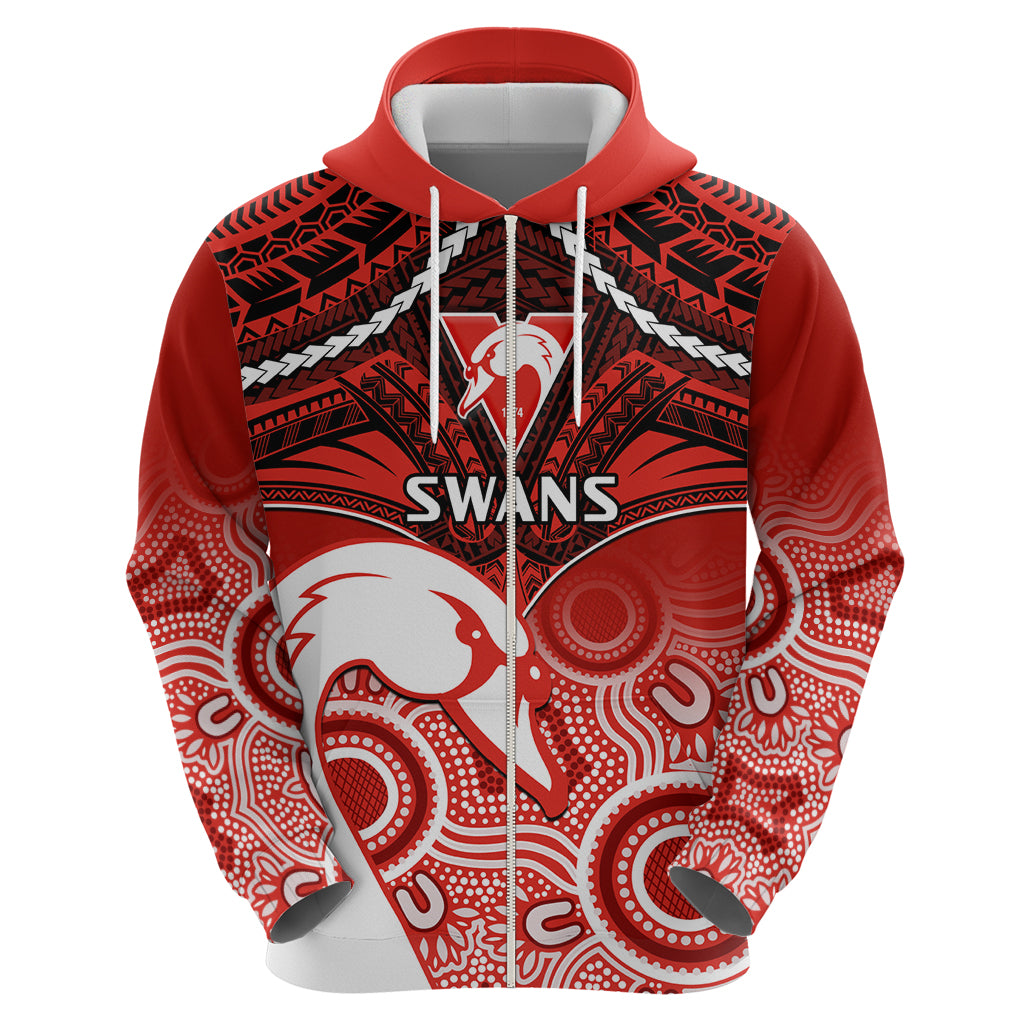 Sydney Swans Football Hoodie Go Swannies Aboriginal Mix Polynesian Pattern LT14