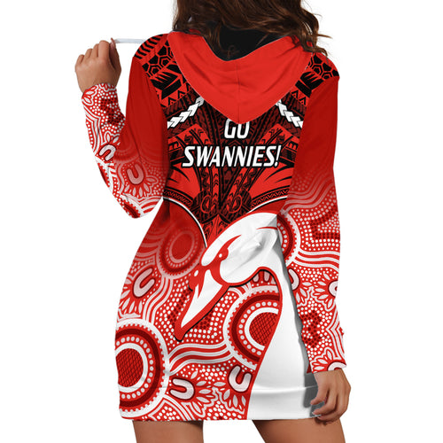 Sydney Swans Football Hoodie Dress Go Swannies Aboriginal Mix Polynesian Pattern LT14