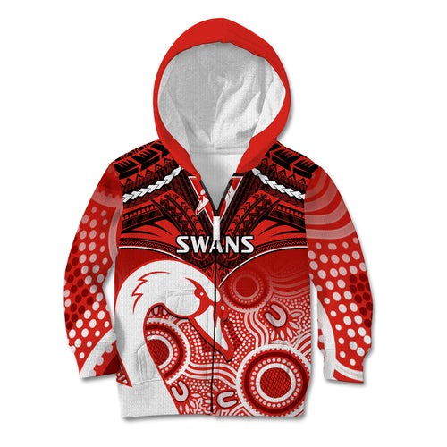 Sydney Swans Football Kid Hoodie Go Swannies Aboriginal Mix Polynesian Pattern LT14