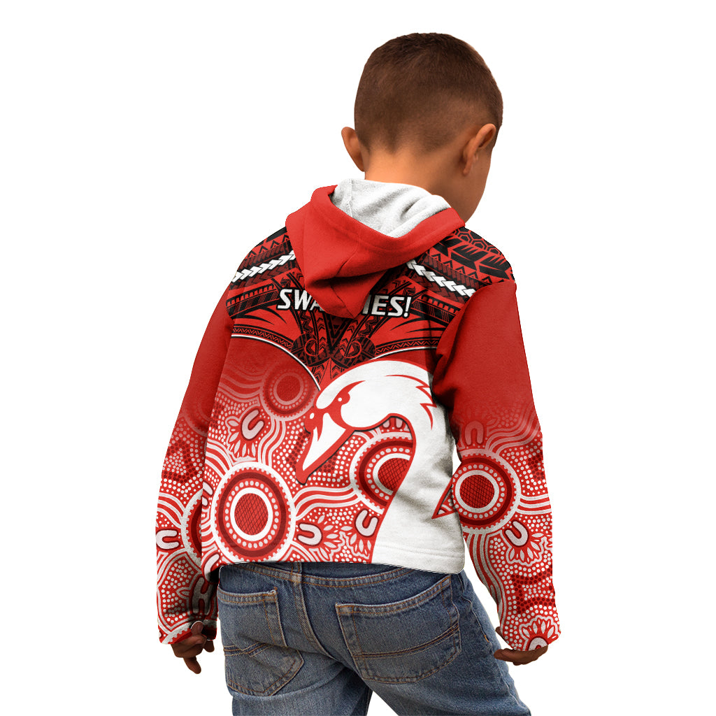 Sydney Swans Football Kid Hoodie Go Swannies Aboriginal Mix Polynesian Pattern LT14