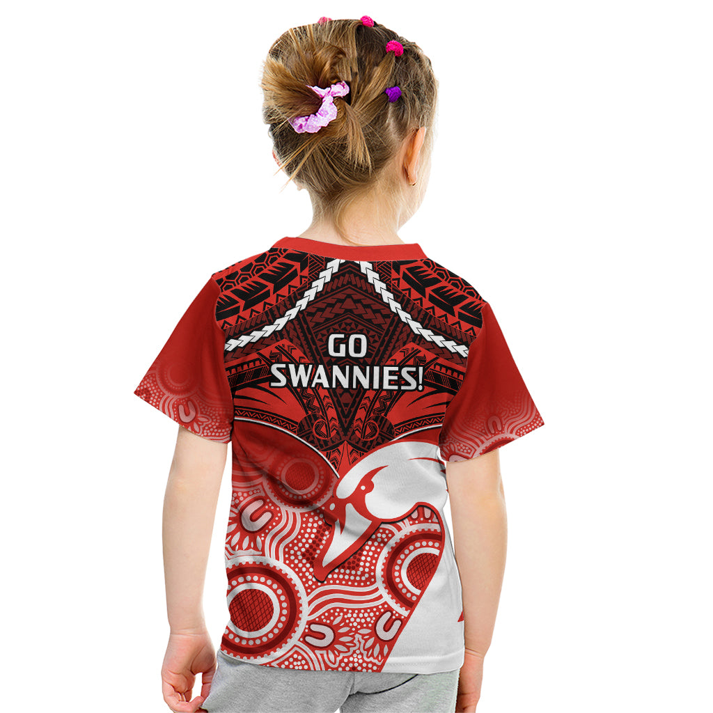 Sydney Swans Football Kid T Shirt Go Swannies Aboriginal Mix Polynesian Pattern LT14