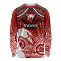 Sydney Swans Football Long Sleeve Shirt Go Swannies Aboriginal Mix Polynesian Pattern LT14