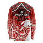 Sydney Swans Football Long Sleeve Shirt Go Swannies Aboriginal Mix Polynesian Pattern LT14