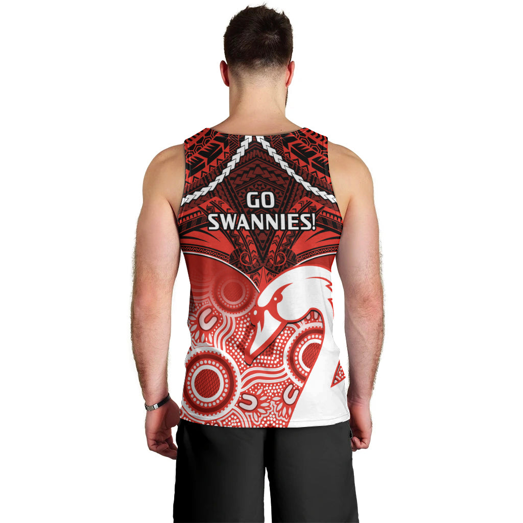 Sydney Swans Football Men Tank Top Go Swannies Aboriginal Mix Polynesian Pattern LT14