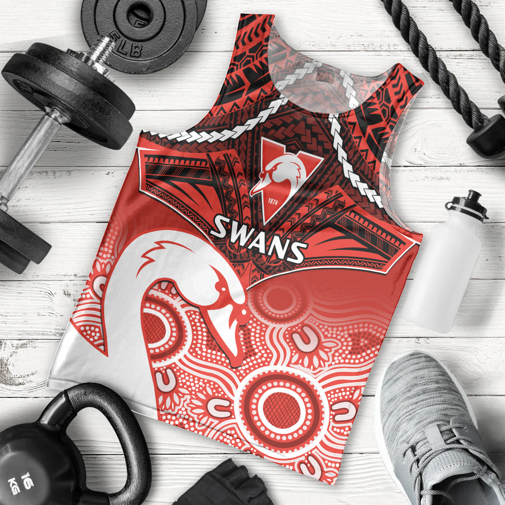 Sydney Swans Football Men Tank Top Go Swannies Aboriginal Mix Polynesian Pattern LT14