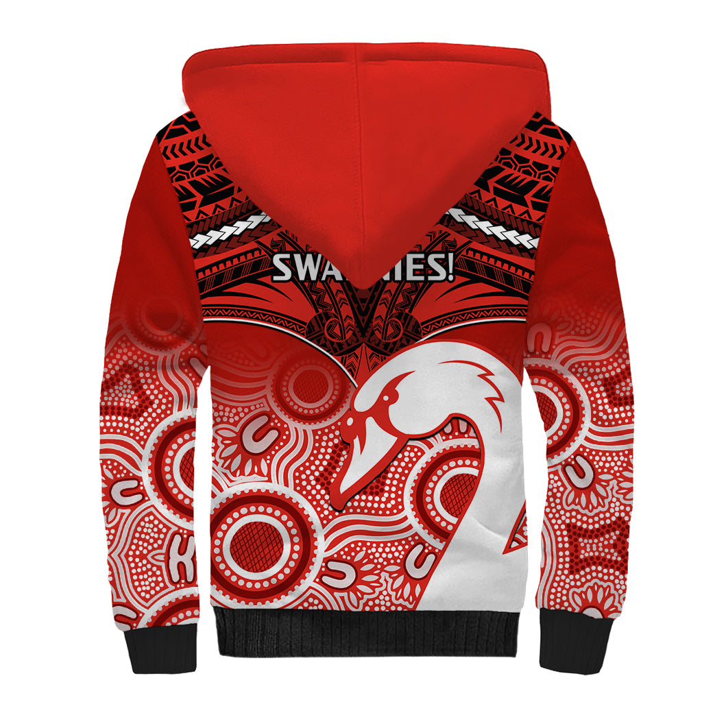 Sydney Swans Football Sherpa Hoodie Go Swannies Aboriginal Mix Polynesian Pattern LT14