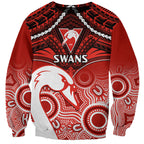 Sydney Swans Football Sweatshirt Go Swannies Aboriginal Mix Polynesian Pattern LT14