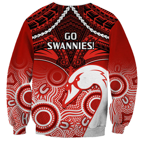 Sydney Swans Football Sweatshirt Go Swannies Aboriginal Mix Polynesian Pattern LT14