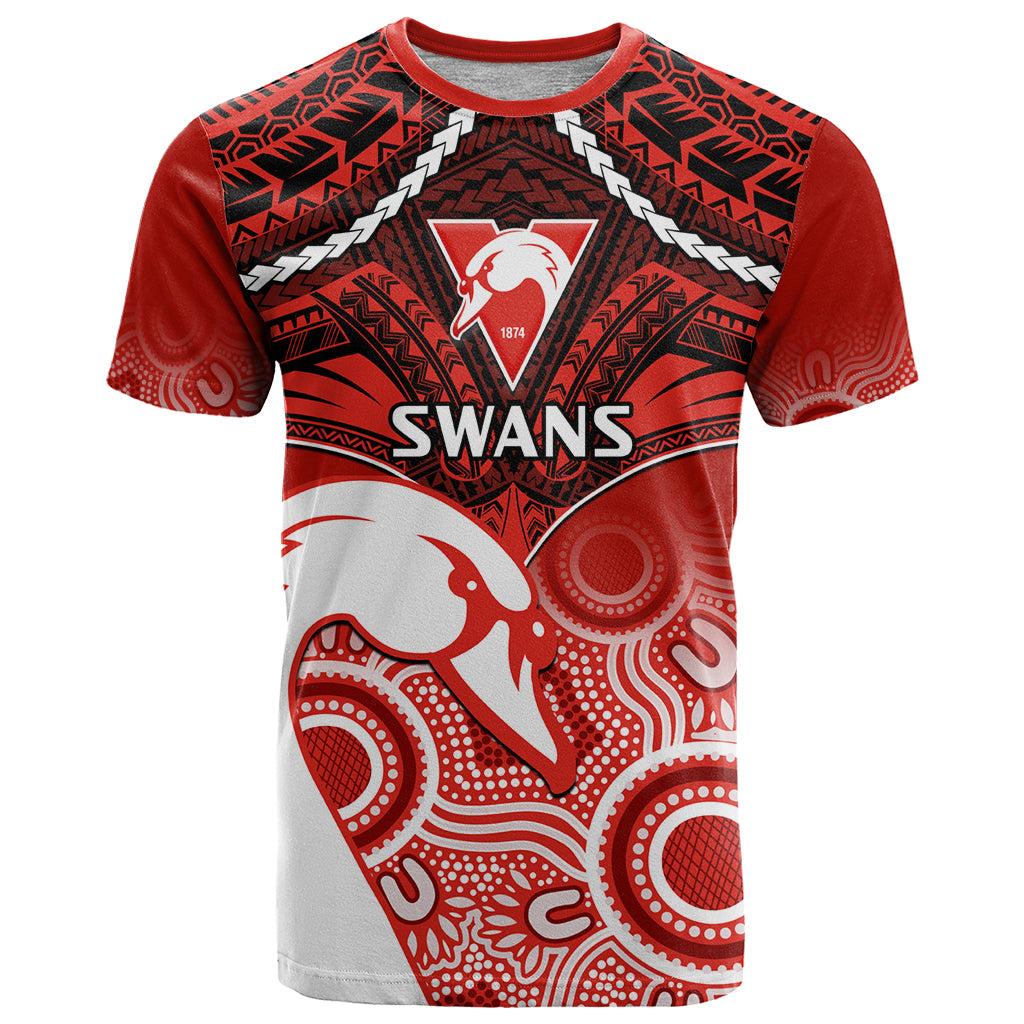 Sydney Swans Football T Shirt Go Swannies Aboriginal Mix Polynesian Pattern LT14