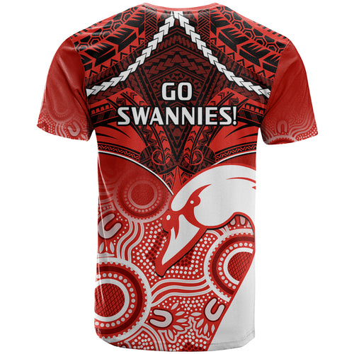 Sydney Swans Football T Shirt Go Swannies Aboriginal Mix Polynesian Pattern LT14