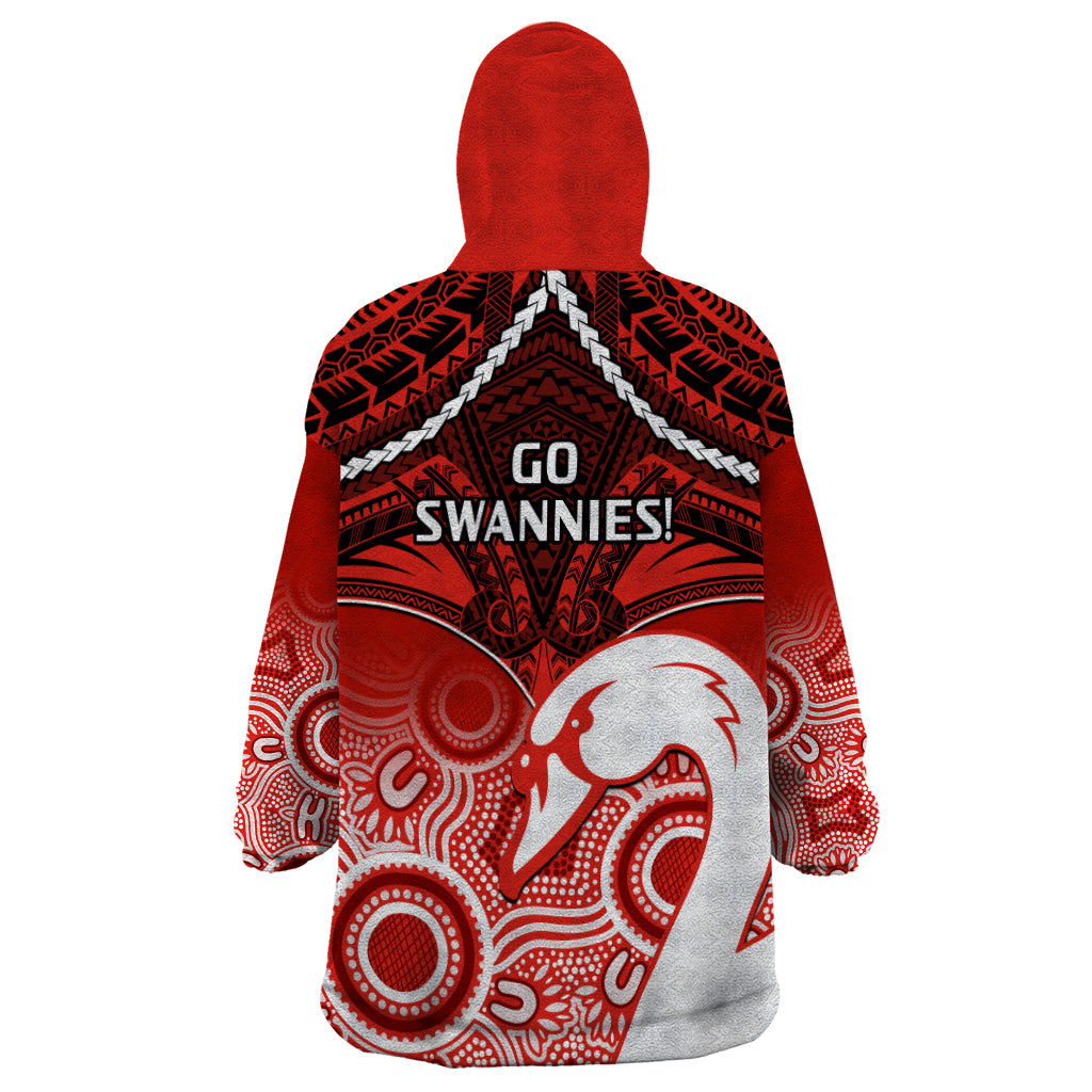 Sydney Swans Football Wearable Blanket Hoodie Go Swannies Aboriginal Mix Polynesian Pattern LT14