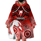 Sydney Swans Football Wearable Blanket Hoodie Go Swannies Aboriginal Mix Polynesian Pattern LT14