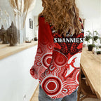 Sydney Swans Football Women Casual Shirt Go Swannies Aboriginal Mix Polynesian Pattern LT14