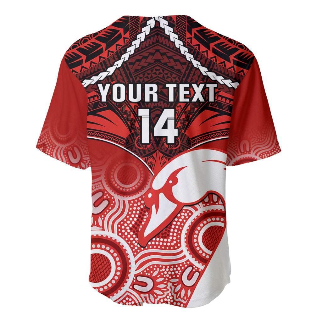 Personalised Sydney Swans Football Baseball Jersey Go Swannies Aboriginal Mix Polynesian Pattern LT14