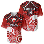 Personalised Sydney Swans Football Baseball Jersey Go Swannies Aboriginal Mix Polynesian Pattern LT14