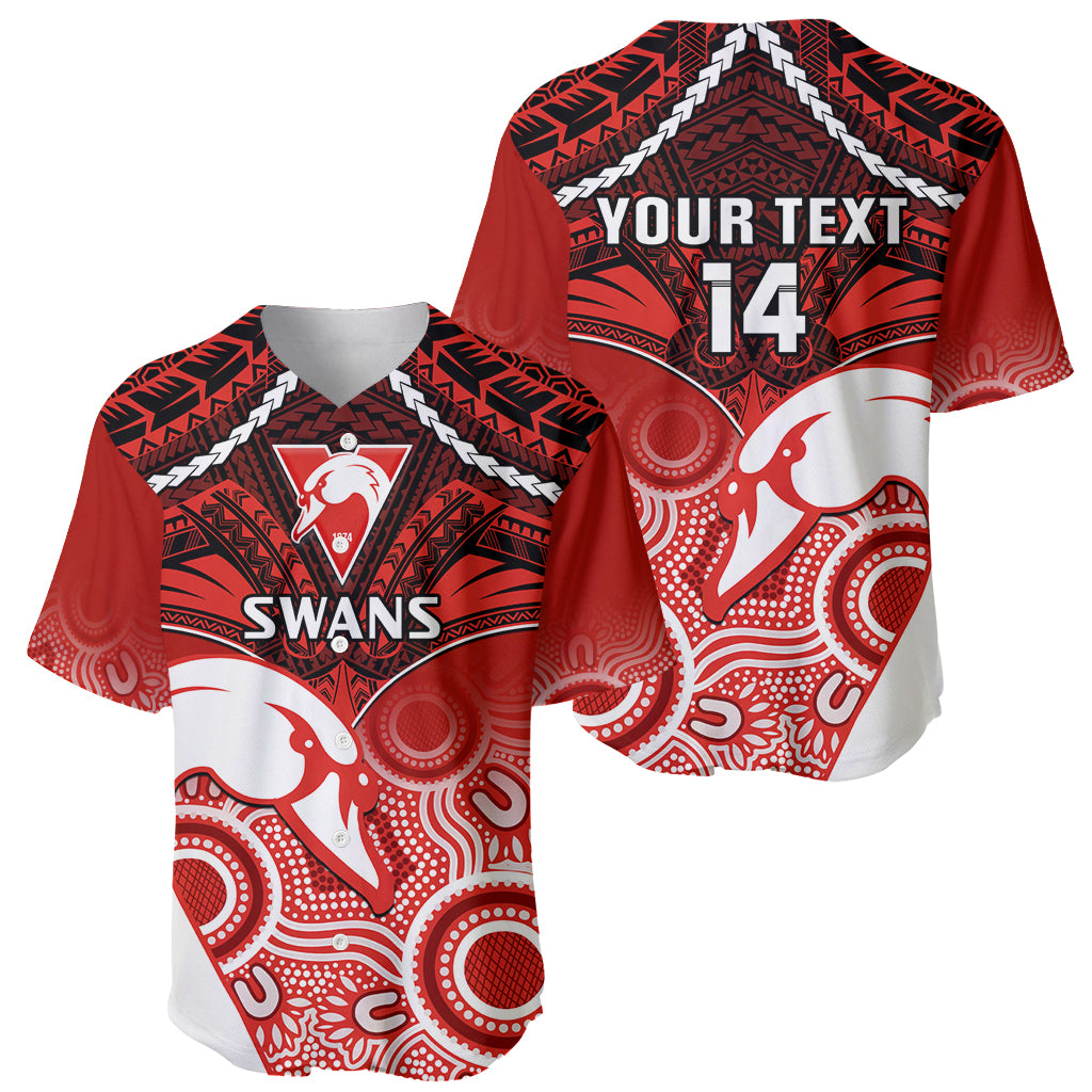 Personalised Sydney Swans Football Baseball Jersey Go Swannies Aboriginal Mix Polynesian Pattern LT14