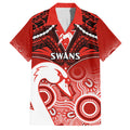 Personalised Sydney Swans Football Hawaiian Shirt Go Swannies Aboriginal Mix Polynesian Pattern LT14