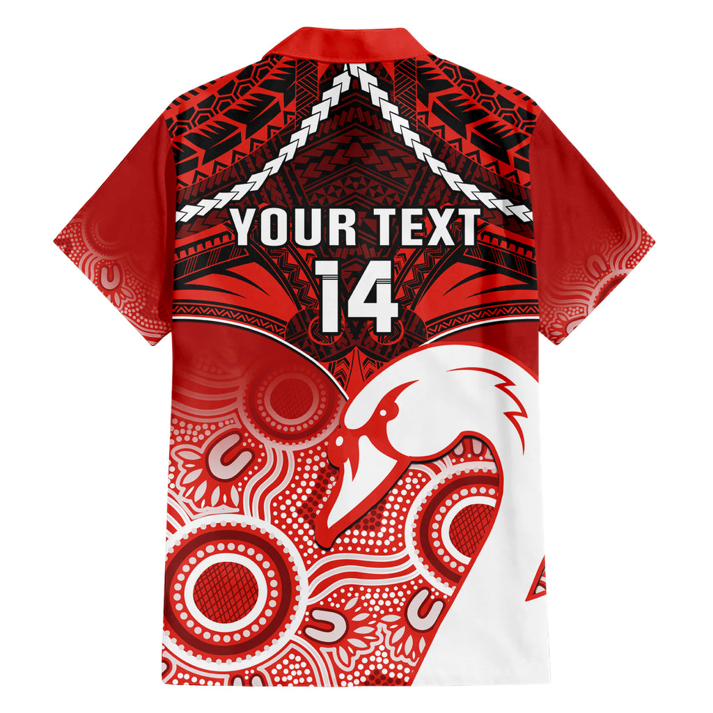 Personalised Sydney Swans Football Hawaiian Shirt Go Swannies Aboriginal Mix Polynesian Pattern LT14