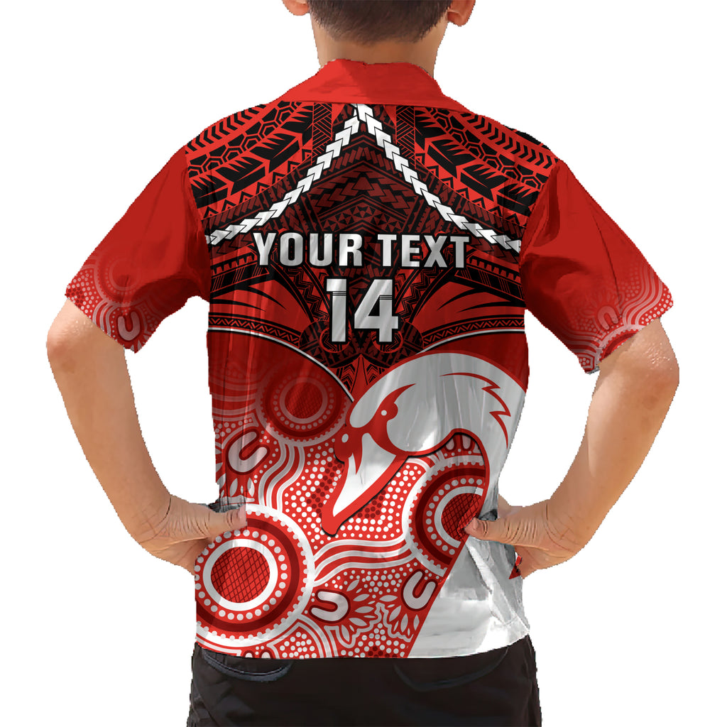 Personalised Sydney Swans Football Hawaiian Shirt Go Swannies Aboriginal Mix Polynesian Pattern LT14