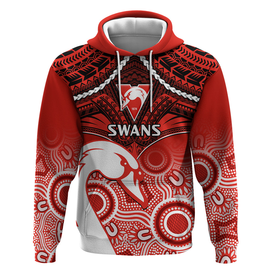 Personalised Sydney Swans Football Hoodie Go Swannies Aboriginal Mix Polynesian Pattern LT14
