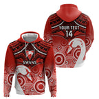 Personalised Sydney Swans Football Hoodie Go Swannies Aboriginal Mix Polynesian Pattern LT14