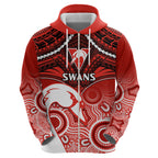 Personalised Sydney Swans Football Hoodie Go Swannies Aboriginal Mix Polynesian Pattern LT14
