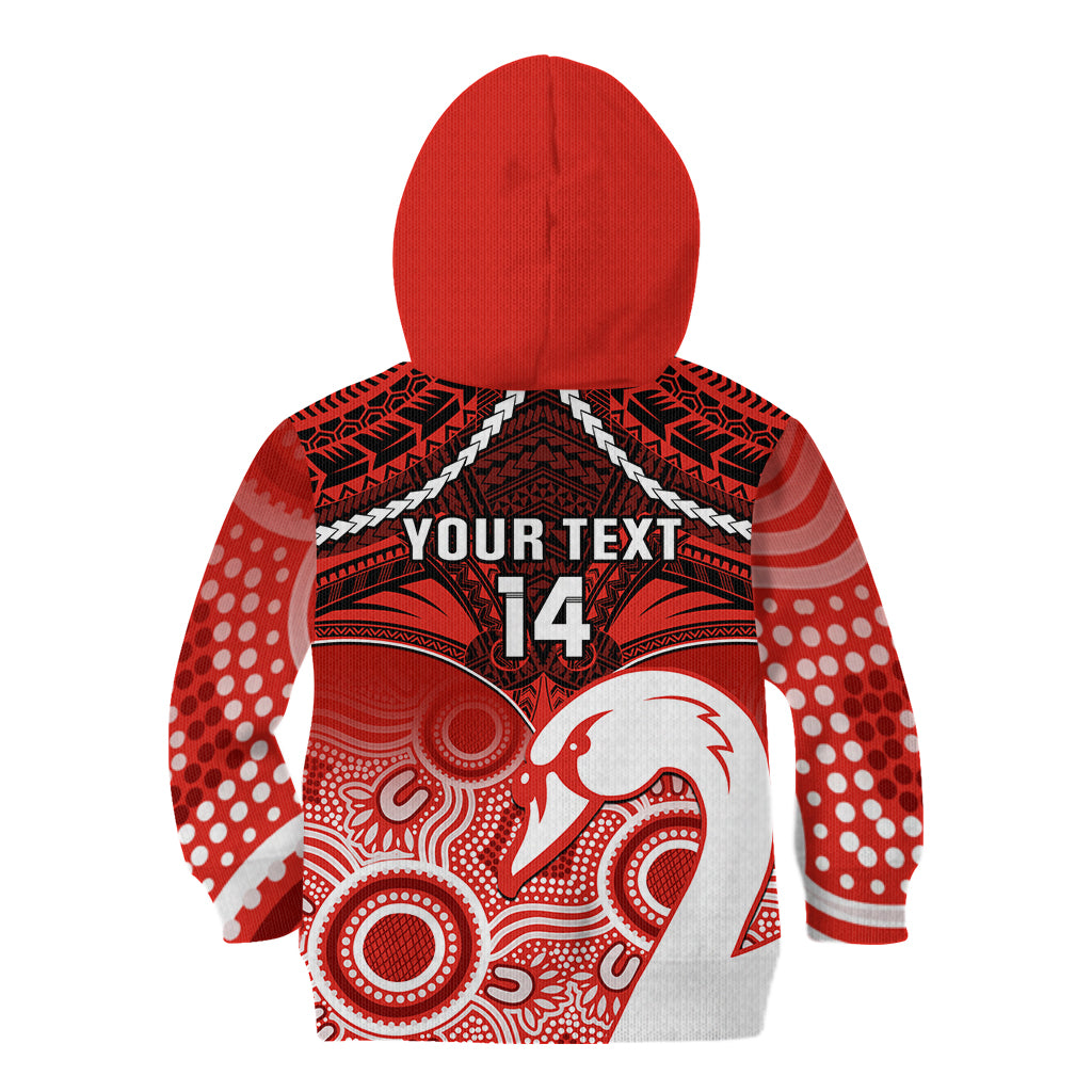 Personalised Sydney Swans Football Kid Hoodie Go Swannies Aboriginal Mix Polynesian Pattern LT14