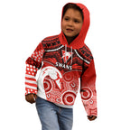 Personalised Sydney Swans Football Kid Hoodie Go Swannies Aboriginal Mix Polynesian Pattern LT14