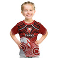 Personalised Sydney Swans Football Kid T Shirt Go Swannies Aboriginal Mix Polynesian Pattern LT14