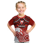Personalised Sydney Swans Football Kid T Shirt Go Swannies Aboriginal Mix Polynesian Pattern LT14