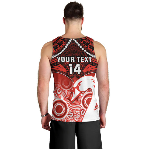 Personalised Sydney Swans Football Men Tank Top Go Swannies Aboriginal Mix Polynesian Pattern LT14