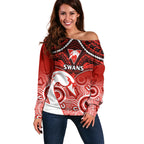 Personalised Sydney Swans Football Off Shoulder Sweater Go Swannies Aboriginal Mix Polynesian Pattern LT14