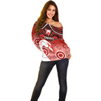 Personalised Sydney Swans Football Off Shoulder Sweater Go Swannies Aboriginal Mix Polynesian Pattern LT14