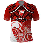Personalised Sydney Swans Football Polo Shirt Go Swannies Aboriginal Mix Polynesian Pattern LT14