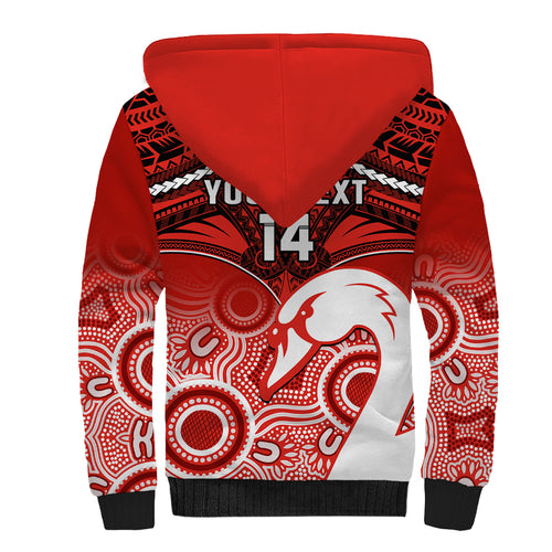 Personalised Sydney Swans Football Sherpa Hoodie Go Swannies Aboriginal Mix Polynesian Pattern LT14