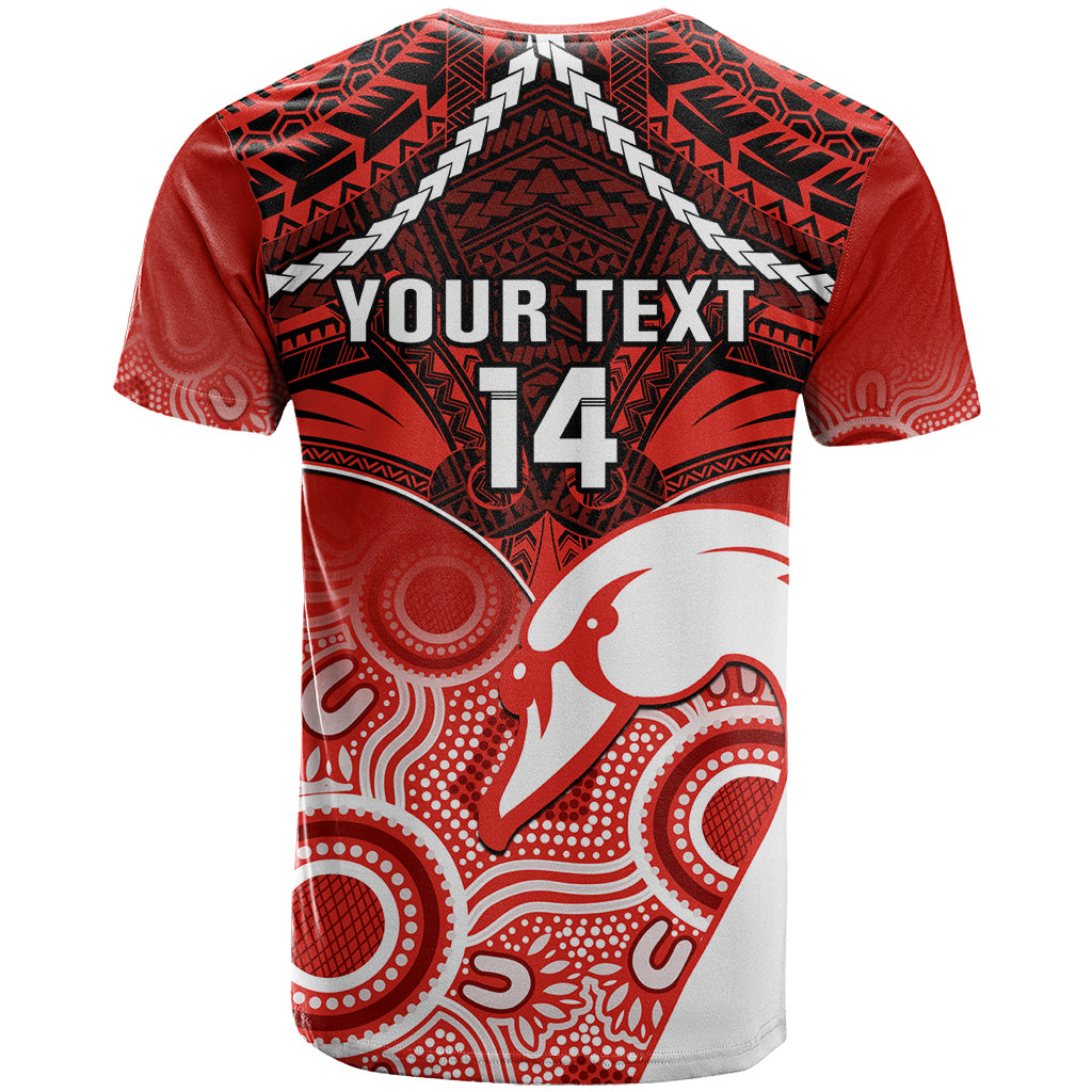 Personalised Sydney Swans Football T Shirt Go Swannies Aboriginal Mix Polynesian Pattern LT14