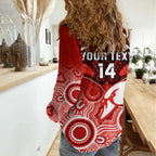 Personalised Sydney Swans Football Women Casual Shirt Go Swannies Aboriginal Mix Polynesian Pattern LT14