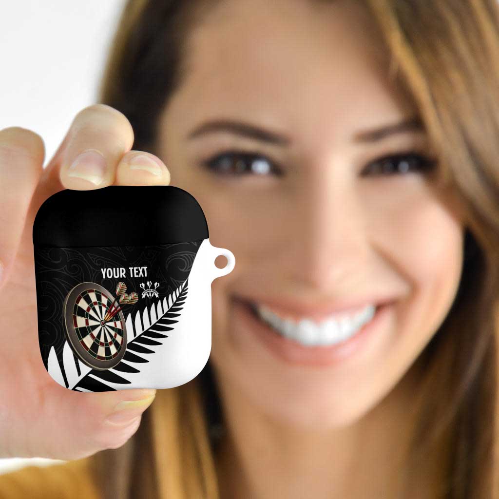 Personalised New Zealand Darts AirPods Case Silver Fern Aotearoa Maori Pattern - Aussie Hoodie
