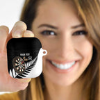 Personalised New Zealand Darts AirPods Case Silver Fern Aotearoa Maori Pattern - Aussie Hoodie