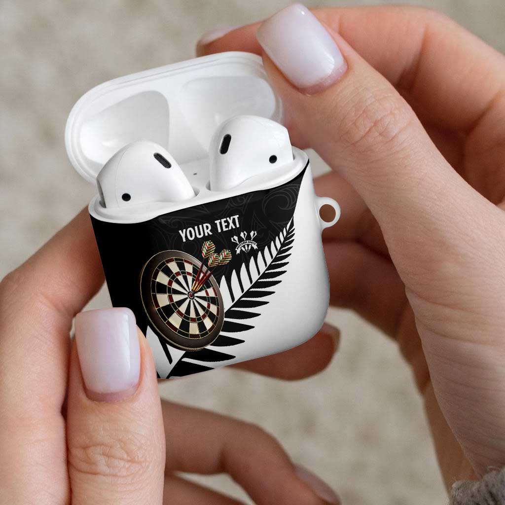 Personalised New Zealand Darts AirPods Case Silver Fern Aotearoa Maori Pattern - Aussie Hoodie