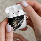 Personalised New Zealand Darts AirPods Case Silver Fern Aotearoa Maori Pattern - Aussie Hoodie