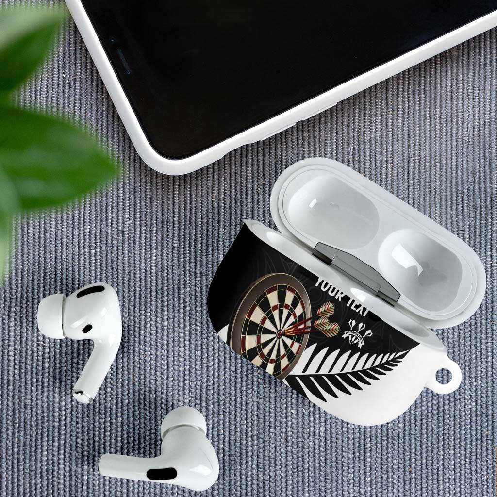 Personalised New Zealand Darts AirPods Case Silver Fern Aotearoa Maori Pattern - Aussie Hoodie