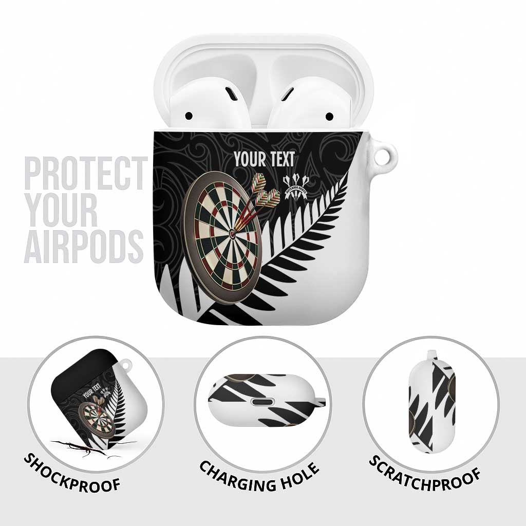 Personalised New Zealand Darts AirPods Case Silver Fern Aotearoa Maori Pattern - Aussie Hoodie