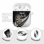 Personalised New Zealand Darts AirPods Case Silver Fern Aotearoa Maori Pattern - Aussie Hoodie