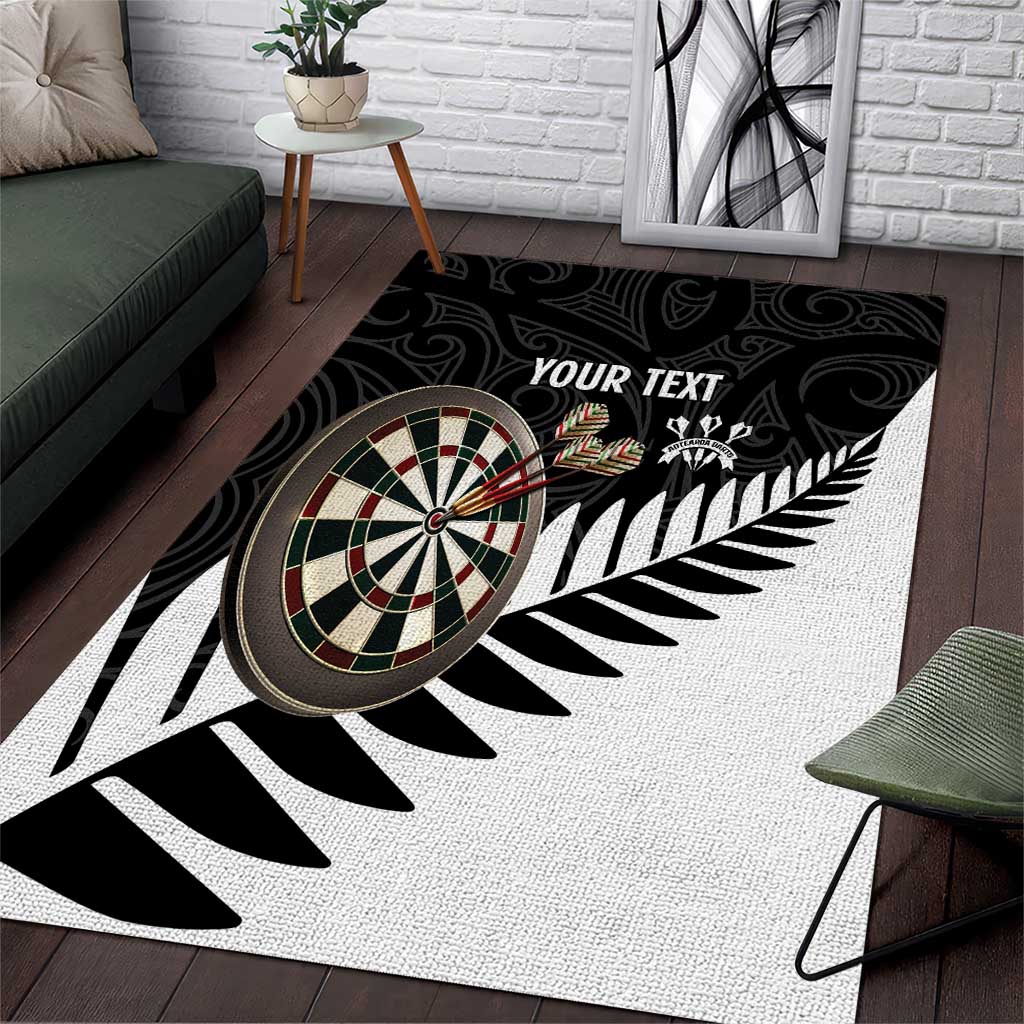Personalised New Zealand Darts Area Rug Silver Fern Aotearoa Maori Pattern - Aussie Hoodie