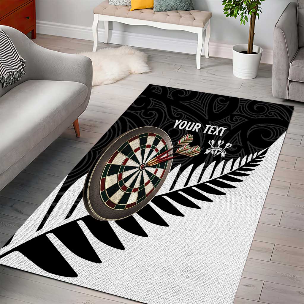 Personalised New Zealand Darts Area Rug Silver Fern Aotearoa Maori Pattern - Aussie Hoodie